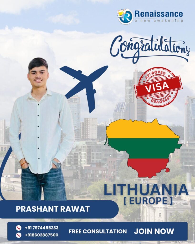 Congratulations Prashant Rawat – Lithuania Student Visa Approved | Renaissance Educare Gwalior